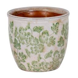 Lemon Pavilion Furniture and Decor Small Green Clover Planter Pot - Ceramic - L16 x W16 x H14 cm - White