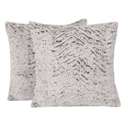 OHS 2 Pack Two Tone Faux Fur Soft Fleece Cushion Covers in Natural - Size: 45 cm x 45 cm - thumbnail 4