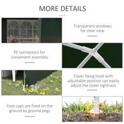 OUTSUNNY 6m x 3m Garden Gazebo Marquee Canopy Party Tent Canopy Patio in Green - thumbnail 6