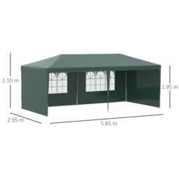 OUTSUNNY 6m x 3m Garden Gazebo Marquee Canopy Party Tent Canopy Patio in Green - thumbnail 3