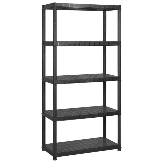 Berkfield Home Storage Shelf 5-Tier Black 340x40x185 cm Plastic - Size: 340 x 40 x 185 cm - image 1