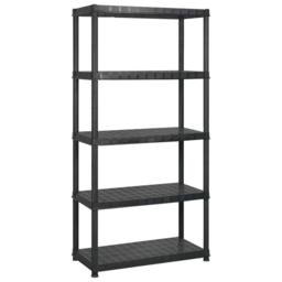 Berkfield Home Storage Shelf 5-Tier Black 340x40x185 cm Plastic - Size: 340 x 40 x 185 cm