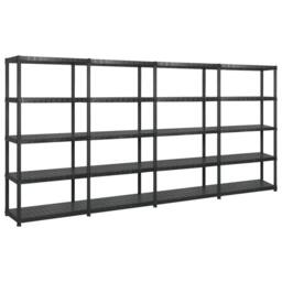 Berkfield Home Storage Shelf 5-Tier Black 340x40x185 cm Plastic - Size: 340 x 40 x 185 cm - thumbnail 2