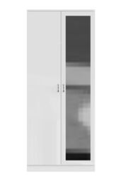 FWStyle High Gloss White 2 Door Mirrored Double Wardrobe - thumbnail 2