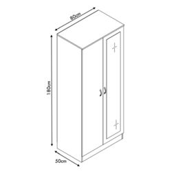 FWStyle High Gloss White 2 Door Mirrored Double Wardrobe - thumbnail 6