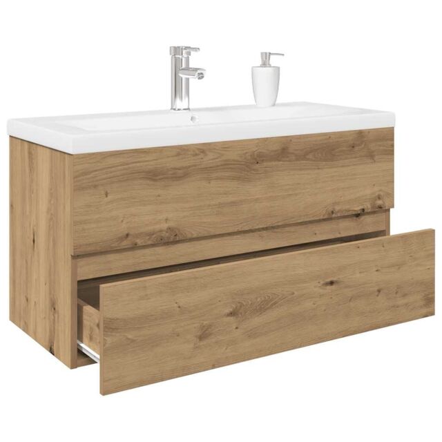 Berkfield Home Sink Cabinet with Built-in Basin & Faucet Artisan Oak in Brown - image 1