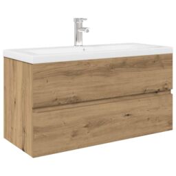 Berkfield Home Sink Cabinet with Built-in Basin & Faucet Artisan Oak in Brown - thumbnail 2