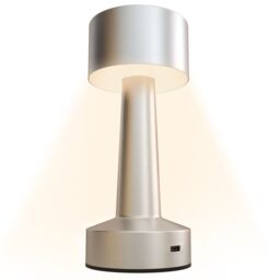HOMCOM Rechargeable Table Lamp with 3 Colour LED Lighting Touch Control in Silver - thumbnail 2