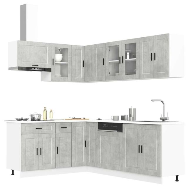 Berkfield Home 11 Piece Kitchen Cabinet Set Porto Concrete Grey Engineered Wood - image 1