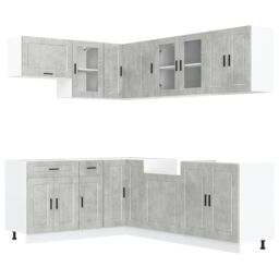 Berkfield Home 11 Piece Kitchen Cabinet Set Porto Concrete Grey Engineered Wood - thumbnail 2