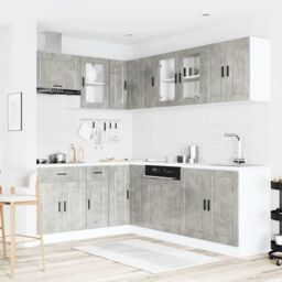 Berkfield Home 11 Piece Kitchen Cabinet Set Porto Concrete Grey Engineered Wood - thumbnail 3