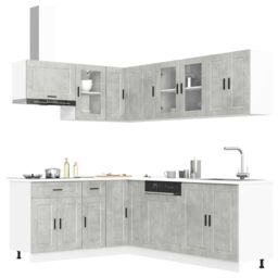 Berkfield Home 11 Piece Kitchen Cabinet Set Porto Concrete Grey Engineered Wood - thumbnail 1