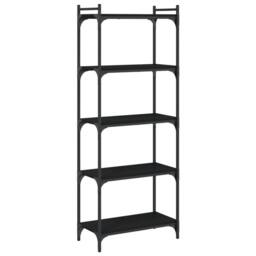 Berkfield Home Decorative Bookcase 5-Tier Black 60x30x154 cm Engineered Wood - Size: 60 x 30 x 154 cm - thumbnail 6