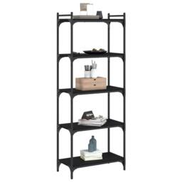 Berkfield Home Decorative Bookcase 5-Tier Black 60x30x154 cm Engineered Wood - Size: 60 x 30 x 154 cm - thumbnail 1