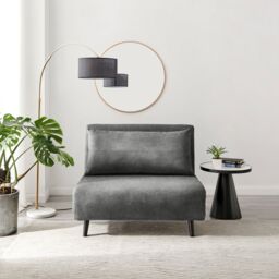FurnitureboxUK Bobby Compact Futon Inspired Sofa Bed Upholstered In Soft Velvet in Grey - Size: Medium - thumbnail 2
