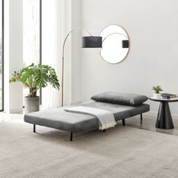 FurnitureboxUK Bobby Compact Futon Inspired Sofa Bed Upholstered In Soft Velvet in Grey - Size: Medium - thumbnail 3