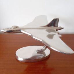 Inspirational Gifting Vulcan Aeroplane Ornament Aluminium Plane Sculpture Gift in Silver - thumbnail 1