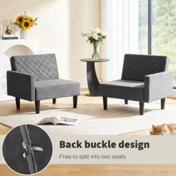KORVIXA 2-3 Seater Convertible Folding Futon Sofa Bed in Grey - Size: 100 cm x 100 cm - thumbnail 3
