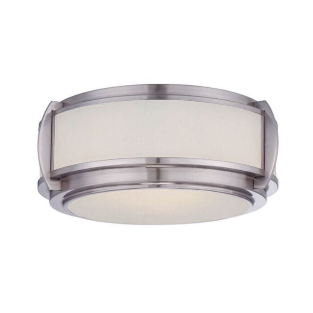 Loops 3 Bulb Flush Light Light Low Ceiling Brushed Nickel LED E27 60W Bulb in Metallics