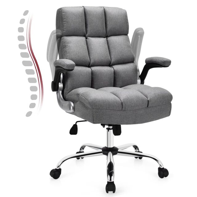 Costway Executive Office Chair Ergonomic Padded High Back Swivel Computer Desk Chairs in Grey - image 1