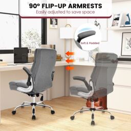 Costway Executive Office Chair Ergonomic Padded High Back Swivel Computer Desk Chairs in Grey - thumbnail 3