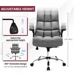 Costway Executive Office Chair Ergonomic Padded High Back Swivel Computer Desk Chairs in Grey - thumbnail 4