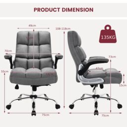 Costway Executive Office Chair Ergonomic Padded High Back Swivel Computer Desk Chairs in Grey - thumbnail 2