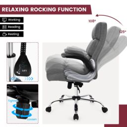 Costway Executive Office Chair Ergonomic Padded High Back Swivel Computer Desk Chairs in Grey - thumbnail 5