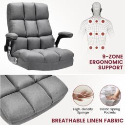 Costway Executive Office Chair Ergonomic Padded High Back Swivel Computer Desk Chairs in Grey - thumbnail 6