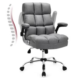 Costway Executive Office Chair Ergonomic Padded High Back Swivel Computer Desk Chairs in Grey - thumbnail 1