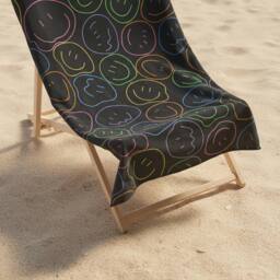 OHS Smiley Face Beach Towel Bath Travel Quick Dry Microfibre Absorbent in Black - thumbnail 2