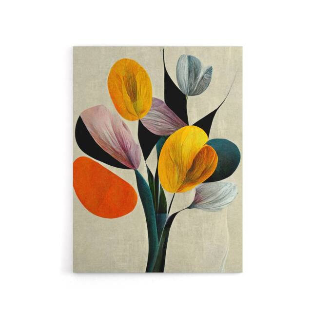 "Artery8 Abstract Flower Bouquet Floral Canvas Wall Art Print - Size: W18"" x H24""" - image 1