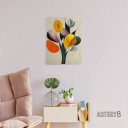 "Artery8 Abstract Flower Bouquet Floral Canvas Wall Art Print - Size: W18"" x H24""" - thumbnail 3