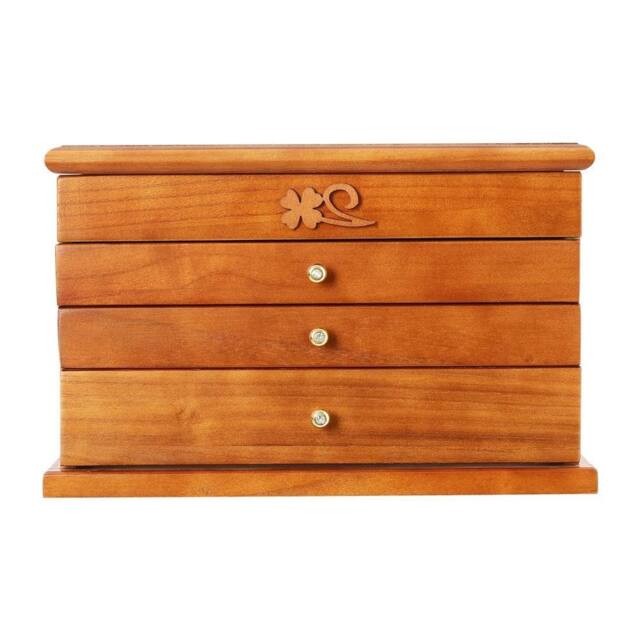 Ventryn 4 Layer Wooden Jewelry Storage Box With Mirror Large Capacity in Brown - image 1