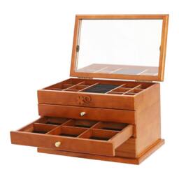 Ventryn 4 Layer Wooden Jewelry Storage Box With Mirror Large Capacity in Brown - thumbnail 5
