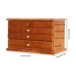 Ventryn 4 Layer Wooden Jewelry Storage Box With Mirror Large Capacity in Brown - thumbnail 2