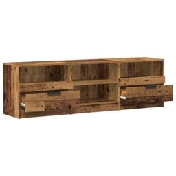 Berkfield Home TV Cabinet Old Wood 150x33.5x45 cm Engineered Wood in Brown - thumbnail 7