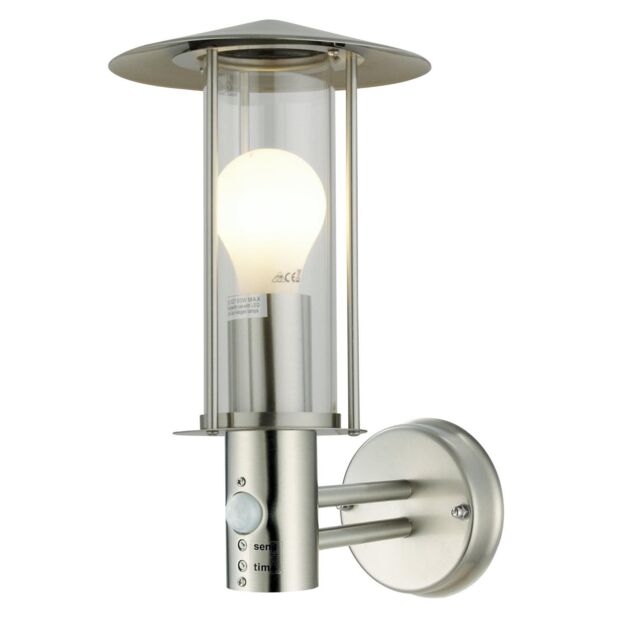 First Choice Lighting Treviso - Brushed Stainless Steel Motion Sensor Outdoor Security Light in Silver - image 1