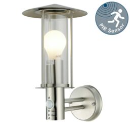 First Choice Lighting Treviso - Brushed Stainless Steel Motion Sensor Outdoor Security Light in Silver - thumbnail 2