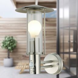 First Choice Lighting Treviso - Brushed Stainless Steel Motion Sensor Outdoor Security Light in Silver - thumbnail 4