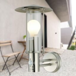 First Choice Lighting Treviso - Brushed Stainless Steel Motion Sensor Outdoor Security Light in Silver - thumbnail 3