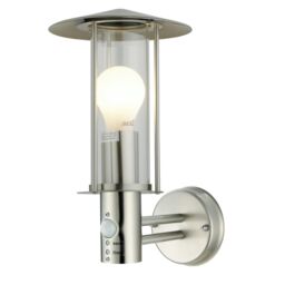 First Choice Lighting Treviso - Brushed Stainless Steel Motion Sensor Outdoor Security Light in Silver - thumbnail 1