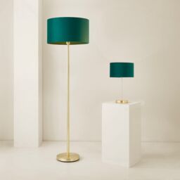 ValueLights Charlie Gold Stem Table Lamp Light with Velvet Shade in Bottle Green - Size: 10 inches - thumbnail 6