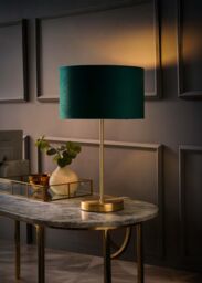 ValueLights Charlie Gold Stem Table Lamp Light with Velvet Shade in Bottle Green - Size: 10 inches - thumbnail 2