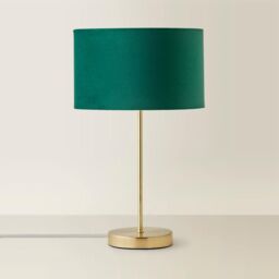 ValueLights Charlie Gold Stem Table Lamp Light with Velvet Shade in Bottle Green - Size: 10 inches - thumbnail 3