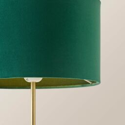 ValueLights Charlie Gold Stem Table Lamp Light with Velvet Shade in Bottle Green - Size: 10 inches - thumbnail 4