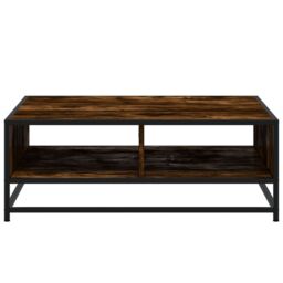 Berkfield Home Coffee Table Smoked Oak 80x80x30 cm Engineered Wood & Metal in Brown - Size: 80 x 80 x 30 cm - thumbnail 5