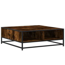 Berkfield Home Coffee Table Smoked Oak 80x80x30 cm Engineered Wood & Metal in Brown - Size: 80 x 80 x 30 cm - thumbnail 2