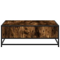 Berkfield Home Coffee Table Smoked Oak 80x80x30 cm Engineered Wood & Metal in Brown - Size: 80 x 80 x 30 cm - thumbnail 6