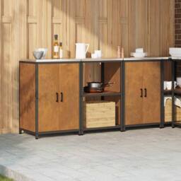 Berkfield Home Kitchen Storage Set with Shelf with Storage with Door 3 pcs Rusty in Brown - thumbnail 4